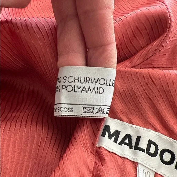 Maldone Chic Women's Wool Vintage Blend Coral Coat - 12 - Picture 8 of 11